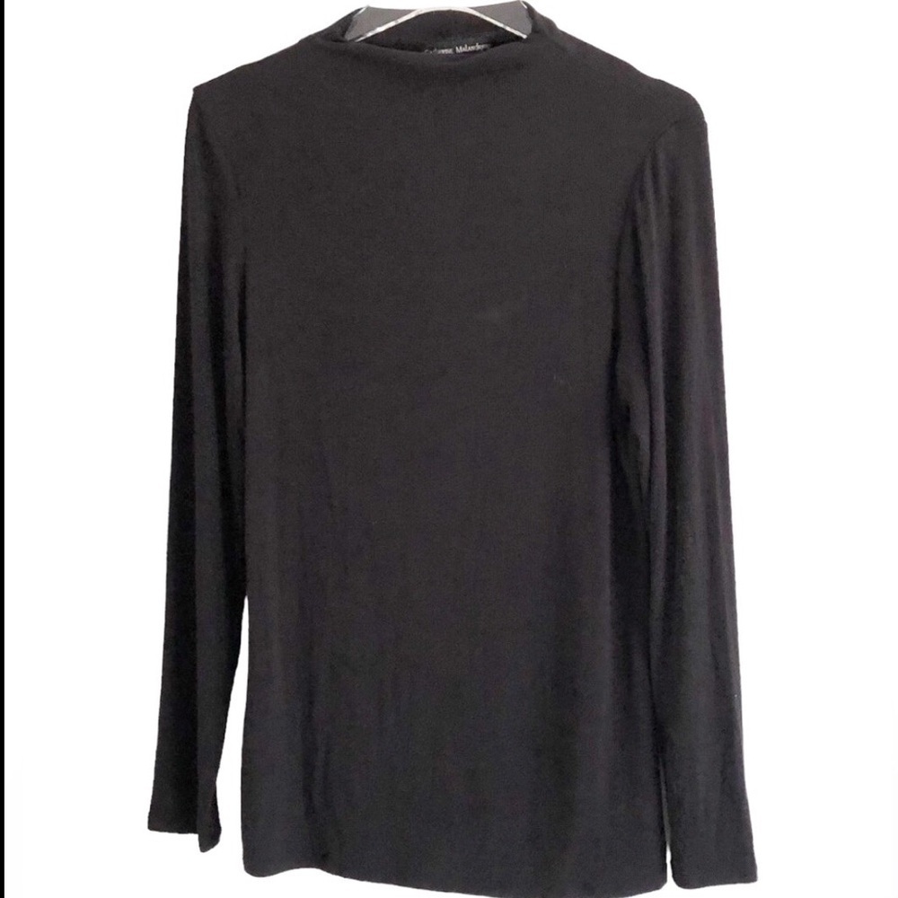 Catherine Malandrino Micro Ribbed Black Stretch Long Sleeve Pullover Medium NWT